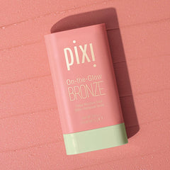 Pixi On-the-Glow Bronze swirls on cheeks and lips for a natural sunkissed tint