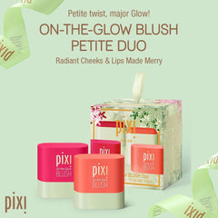 Pixi On-the-Glow Duo Ruby swatches show a dewy, sheer finish.
