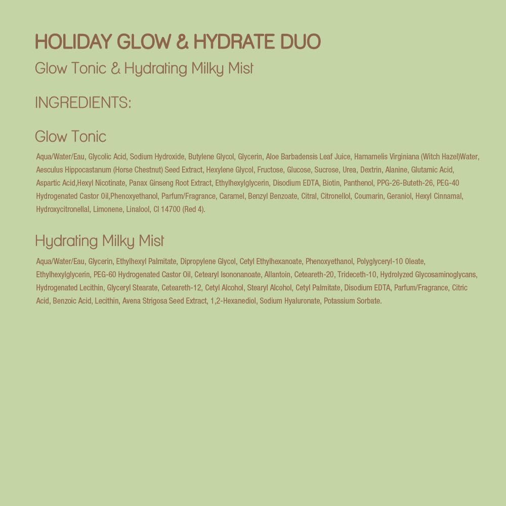 Pixi petite sizes Glow Tonic and Hydrating Milky Mist ready to sample.