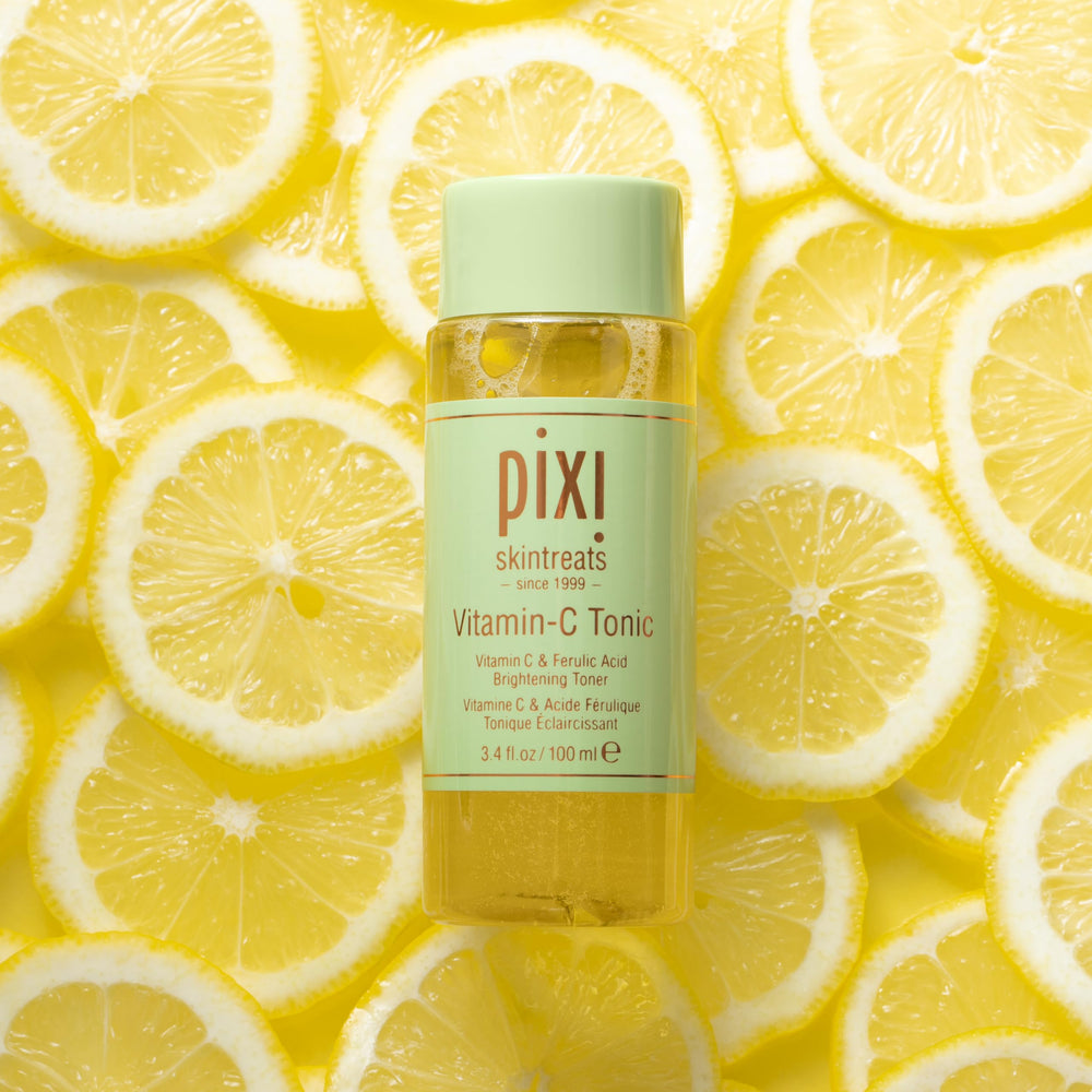 Pixi Vitamin-C Tonic probiotics imagery signals barrier-supporting antioxidants.