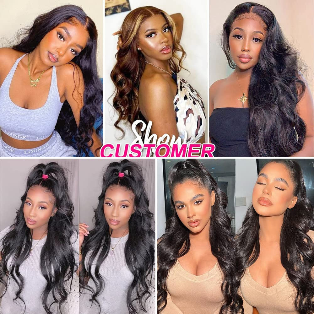 Pizazz Body Wave Lace Front Wig packaging shows luxury bag and extras.