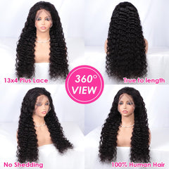 Pizazz deep-wave frontal wig highlighting natural hairline and versatile parting options.