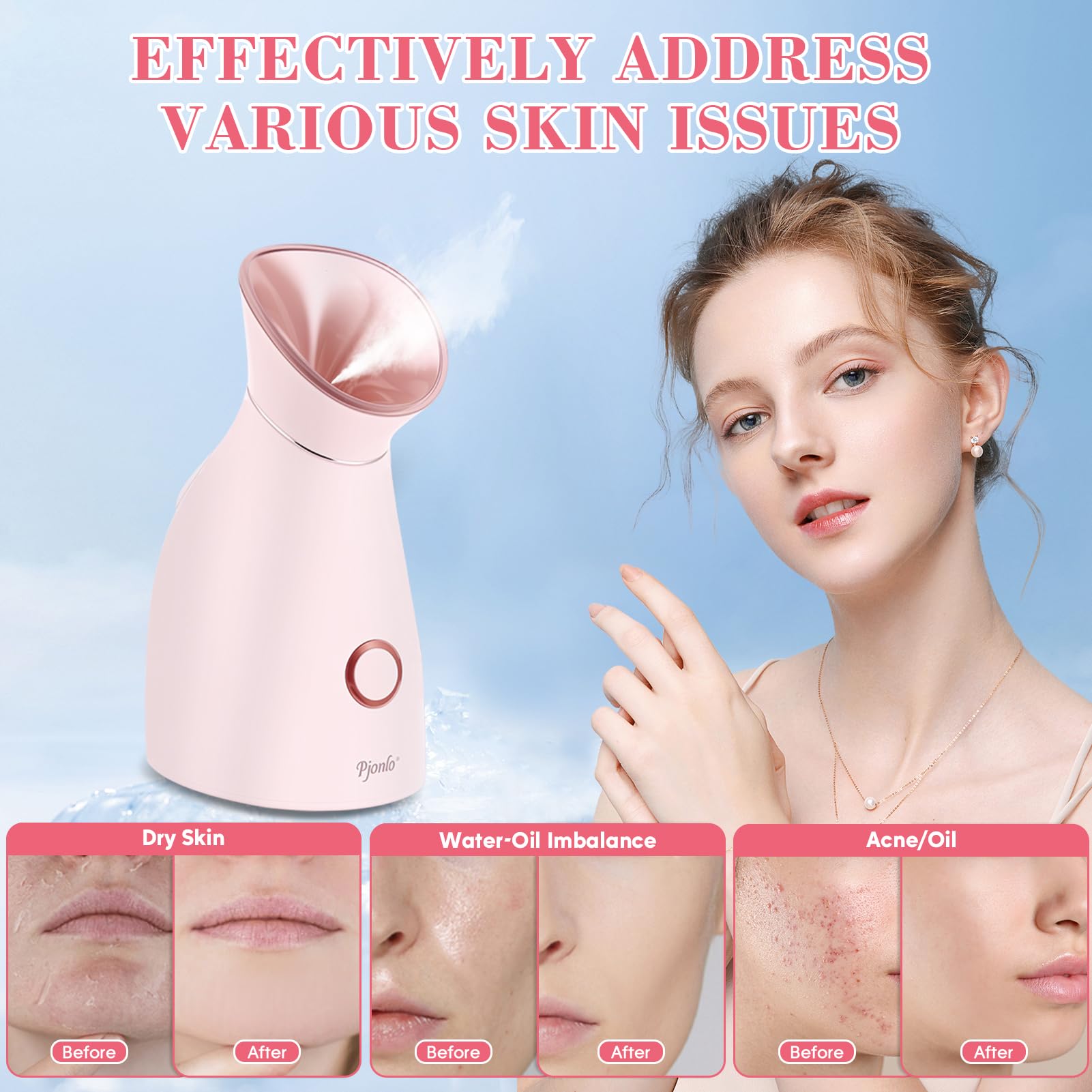 Pjordo face steamer seven skincare tools for a complete treatment