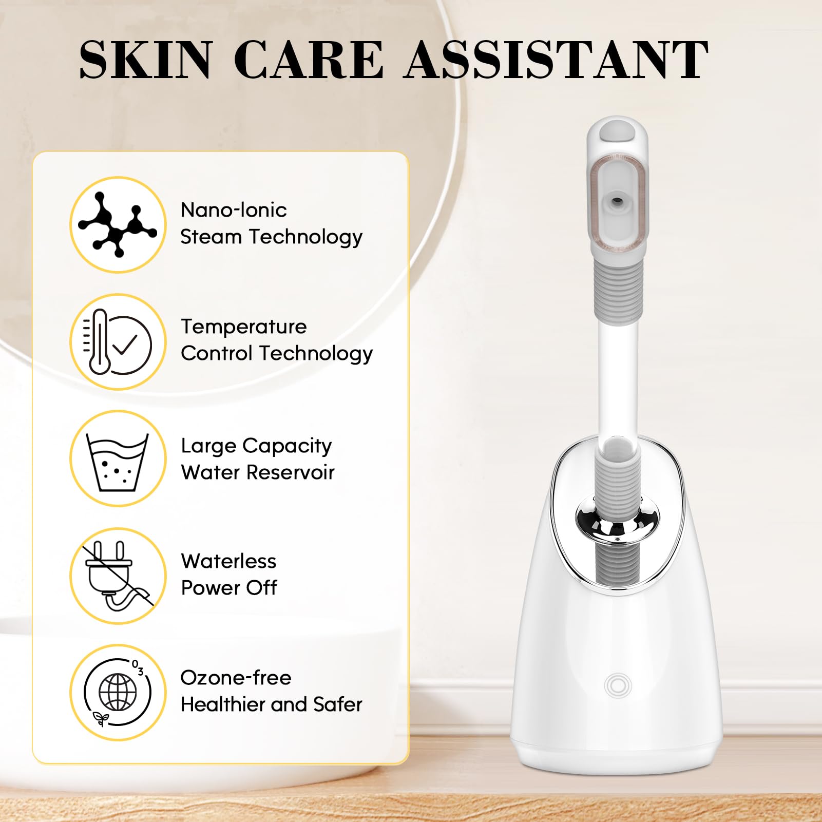 Pjordo jade roller massage tool for facial relaxation during steaming.