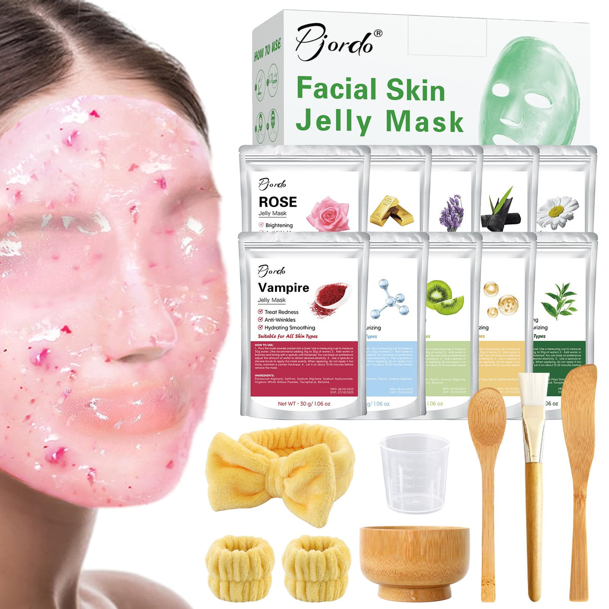 Pjordo jelly mask powder Rose for hydrating at-home spa sessions