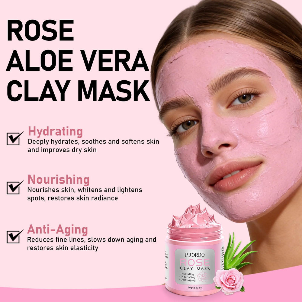 Mascarilla de arcilla de rosa con aloe vera para hidratar y suavizar.