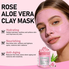 Mascarilla de arcilla de rosa con aloe vera para hidratar y suavizar.