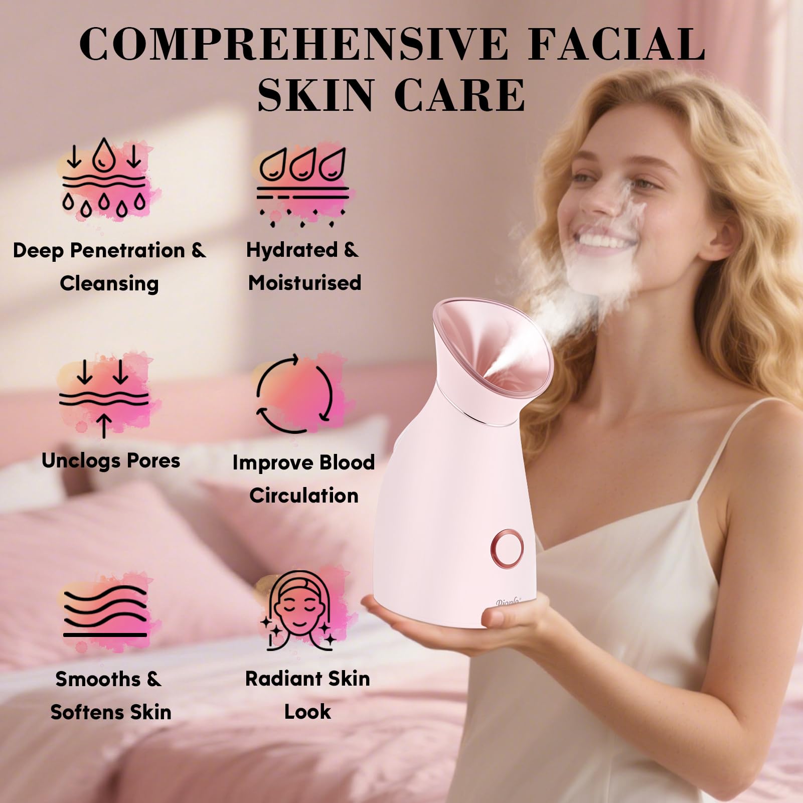 Pjordo nano-ionic steamer mist softens debris for better absorption