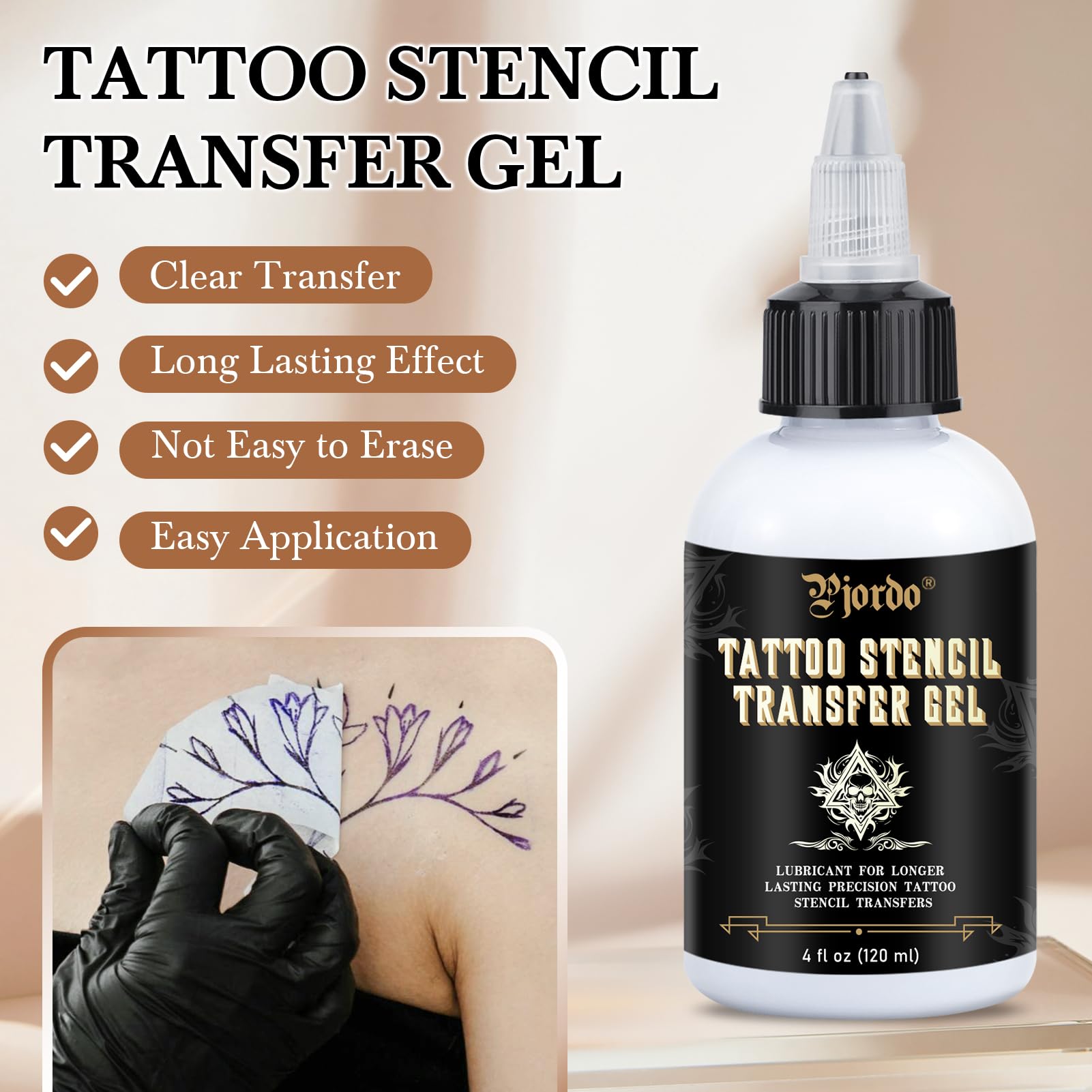 Pjordo tattoo stencil transfer gel stencil design focus delivers crisp lines on skin