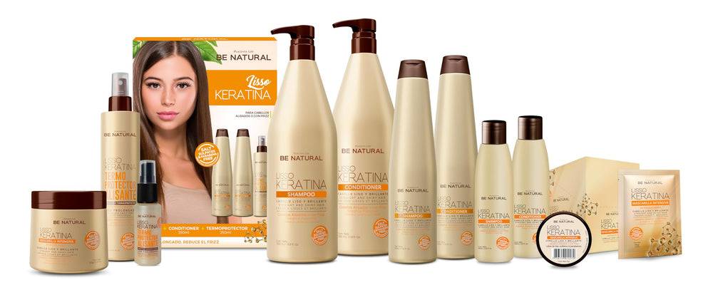 PLACENTA LIFE Be Natural Liso Keratina packaging close-up emphasizes sulfate-free formula
