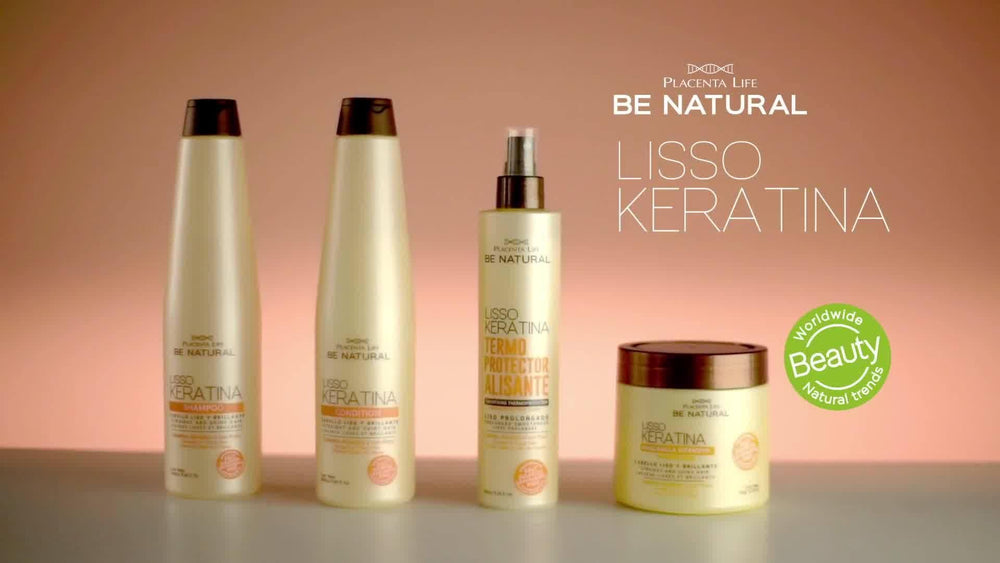 PLACENTA LIFE Be Natural Liso Keratina after-hair-smoothing showcases shiny straight results