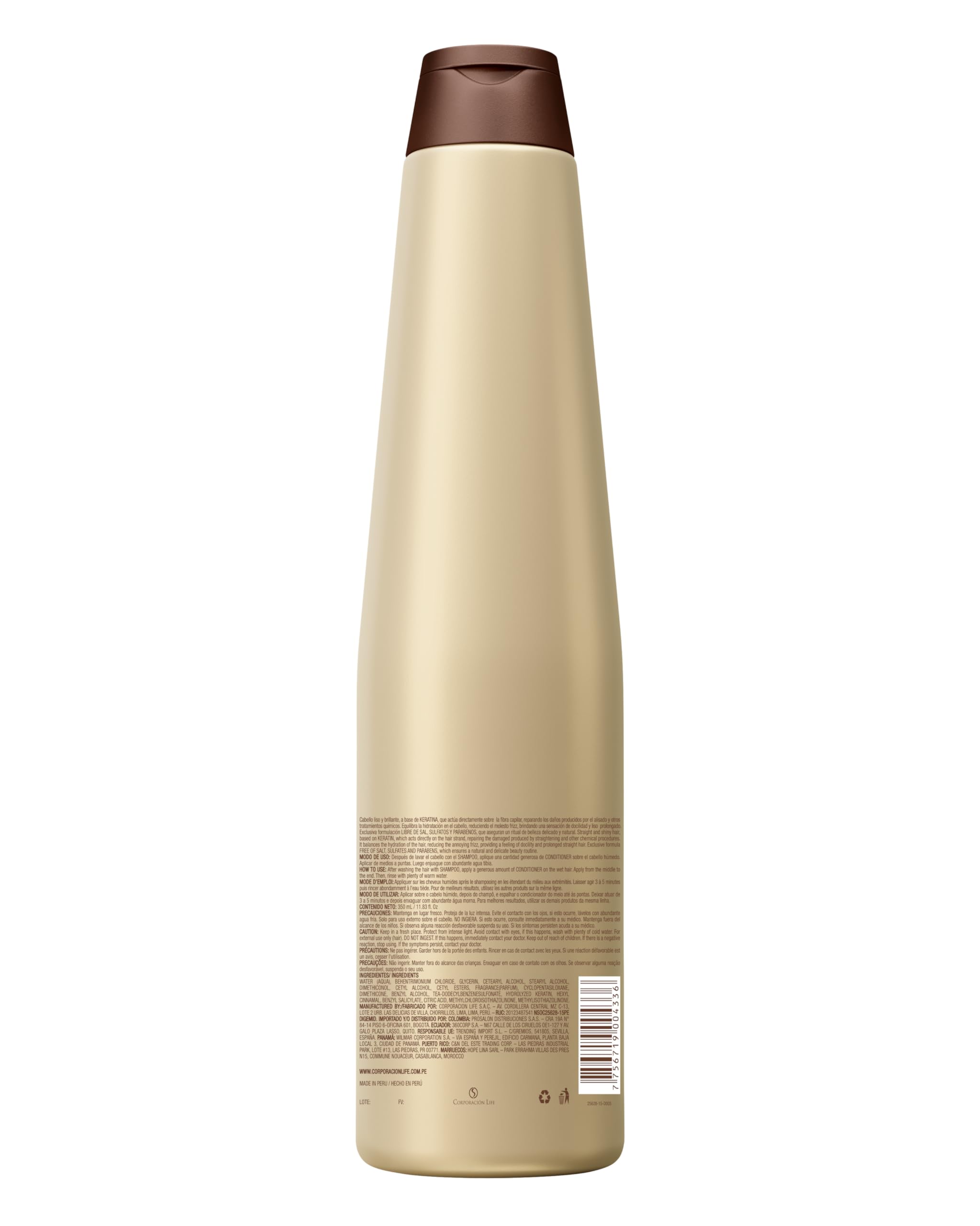 Placenta Life Be Natural Lisso Keratina shampoo label shows salt- and sulfate-free formula.