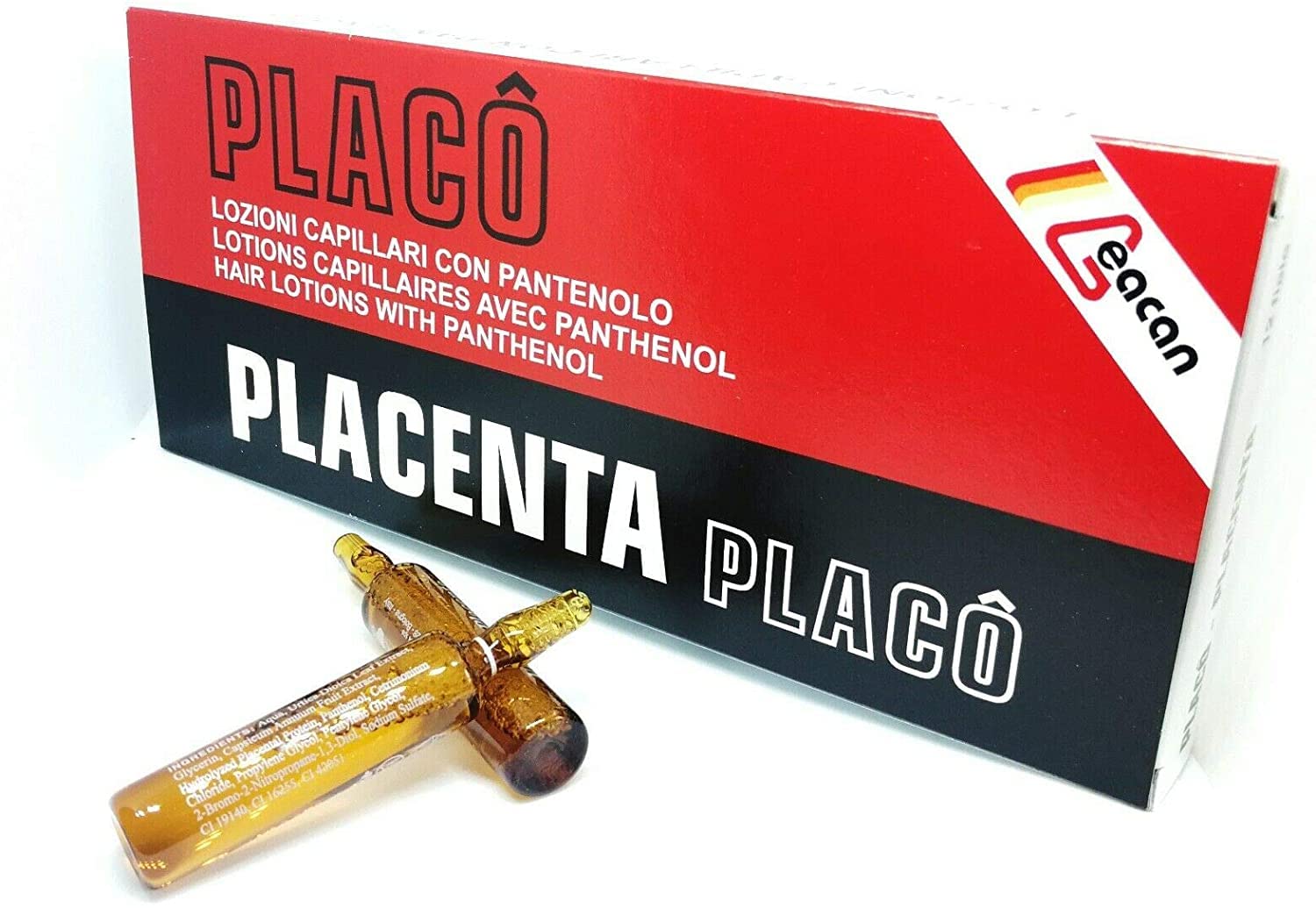 Placenta Placo shiny-volume effect on hair strands signals added body.