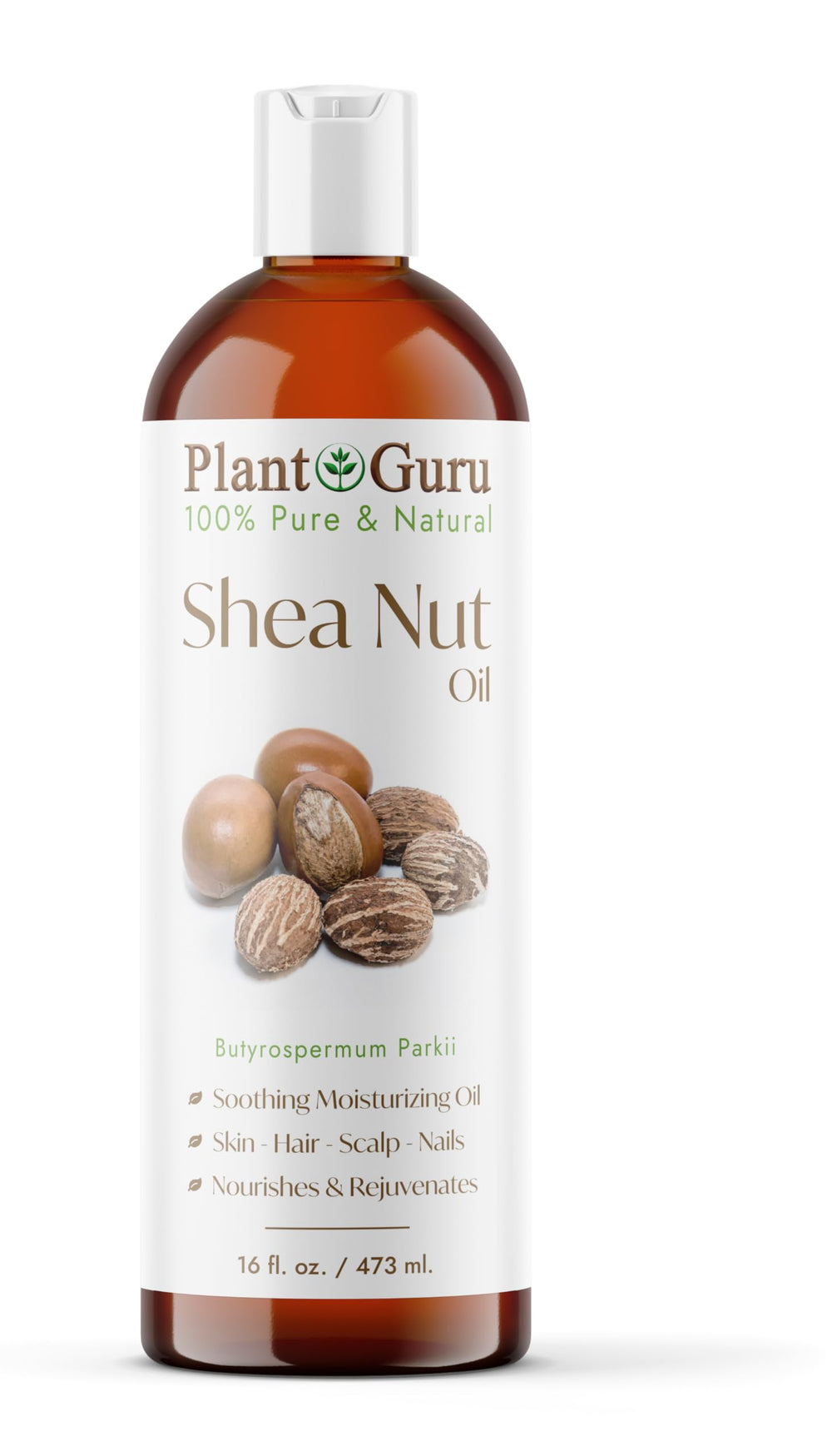 Plant Guru African Shea Nut Oil 16oz bottle for pure skin hydration.