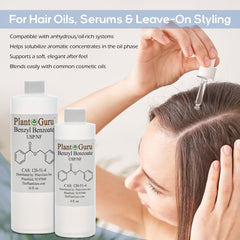 Plant Guru Benzyl Benzoate in hair and scalp formulation use.