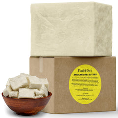 Plant Guru Raw African Shea Butter 5 lbs block shows ivory color for skin and hair hydration.