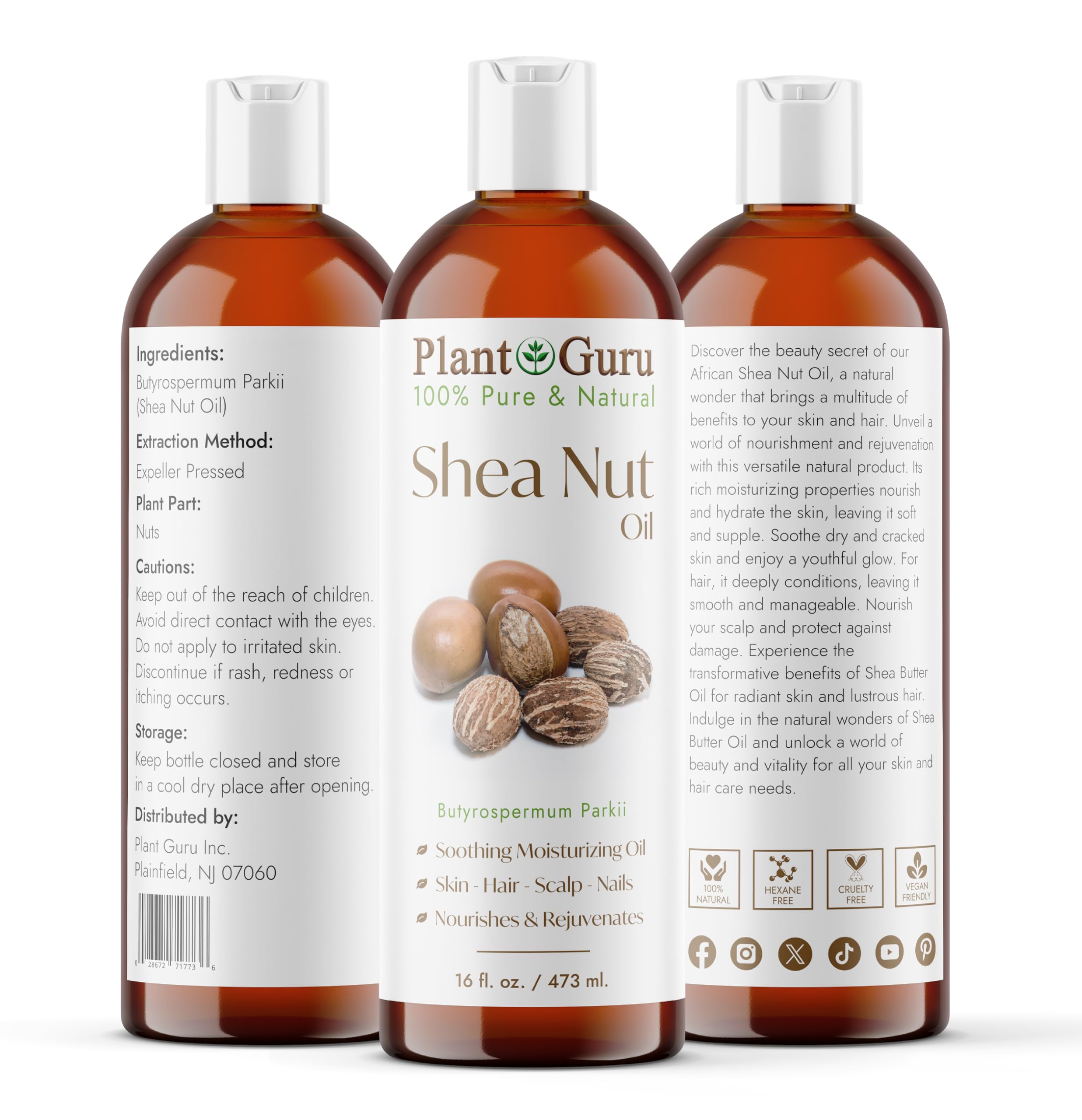 Plant Guru Shea Nut Oil skin hydration close-up showing lightweight absorption.