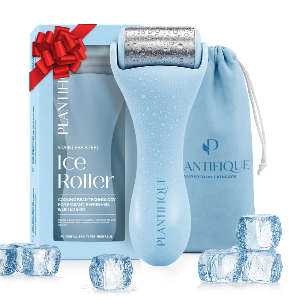 Plantifique facial ice roller close-up, showcasing cooling action for refreshed skin
