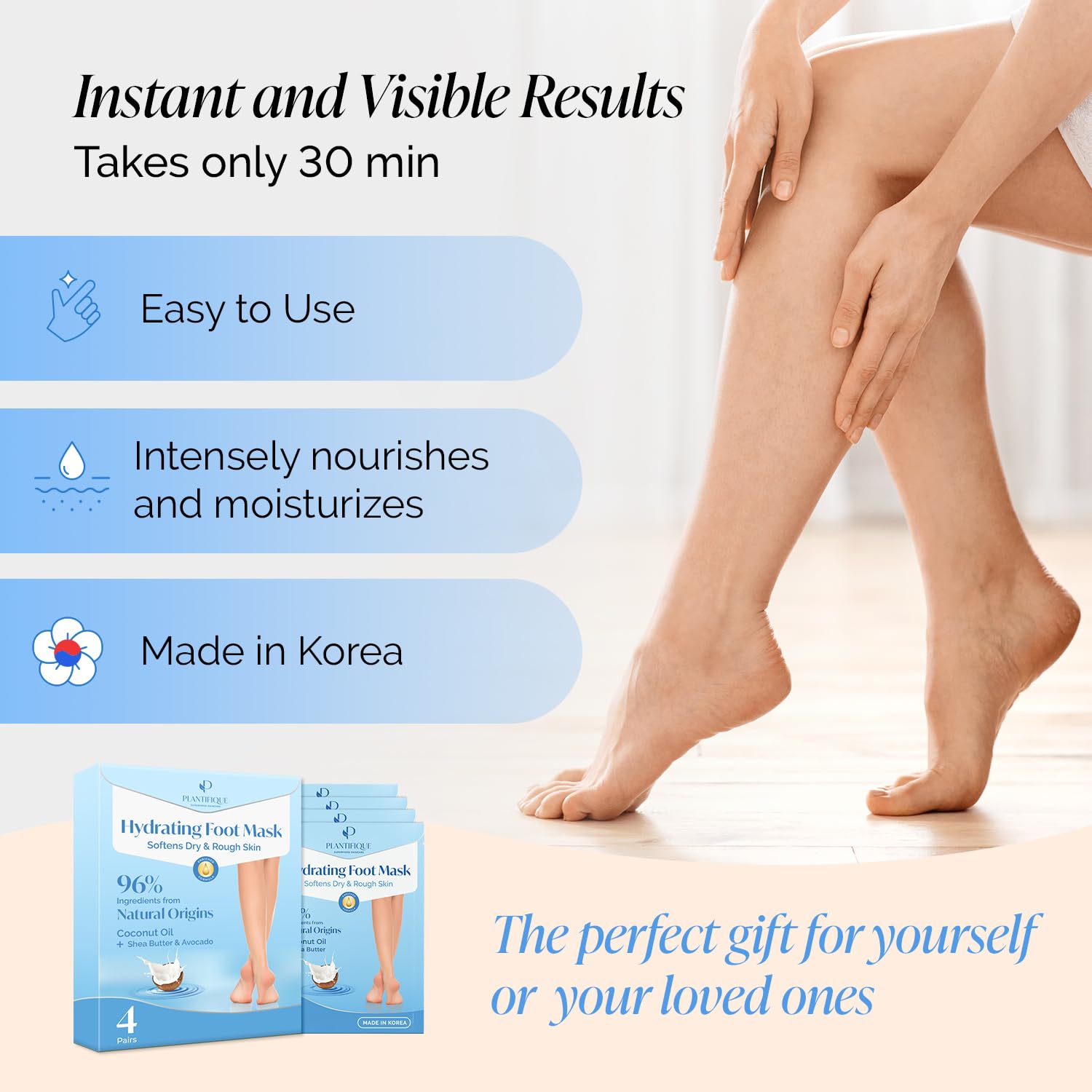 Plantifique foot mask cream serum on skin impression.
