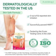 PLANTIFIQUE Foot Peeling Mask 2 Pack application step illustrates easy three-step routine.