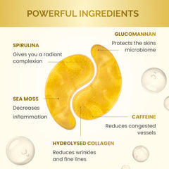PLANTIFIQUE Gold Eye Patches placed under eyes for a refreshed look