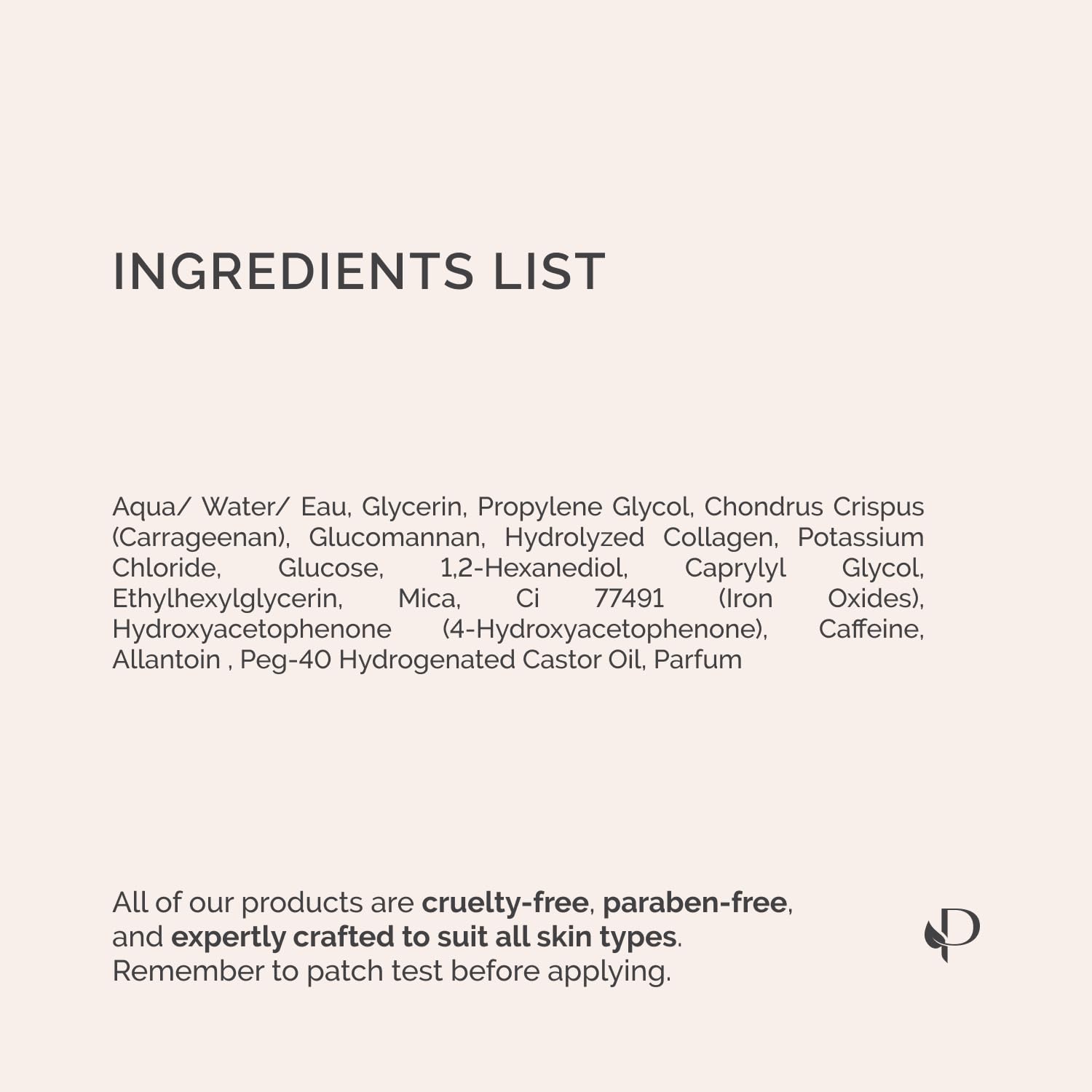 PLANTIFIQUE Gold Eye Patches vegan-clean formula highlighted on ingredients panel