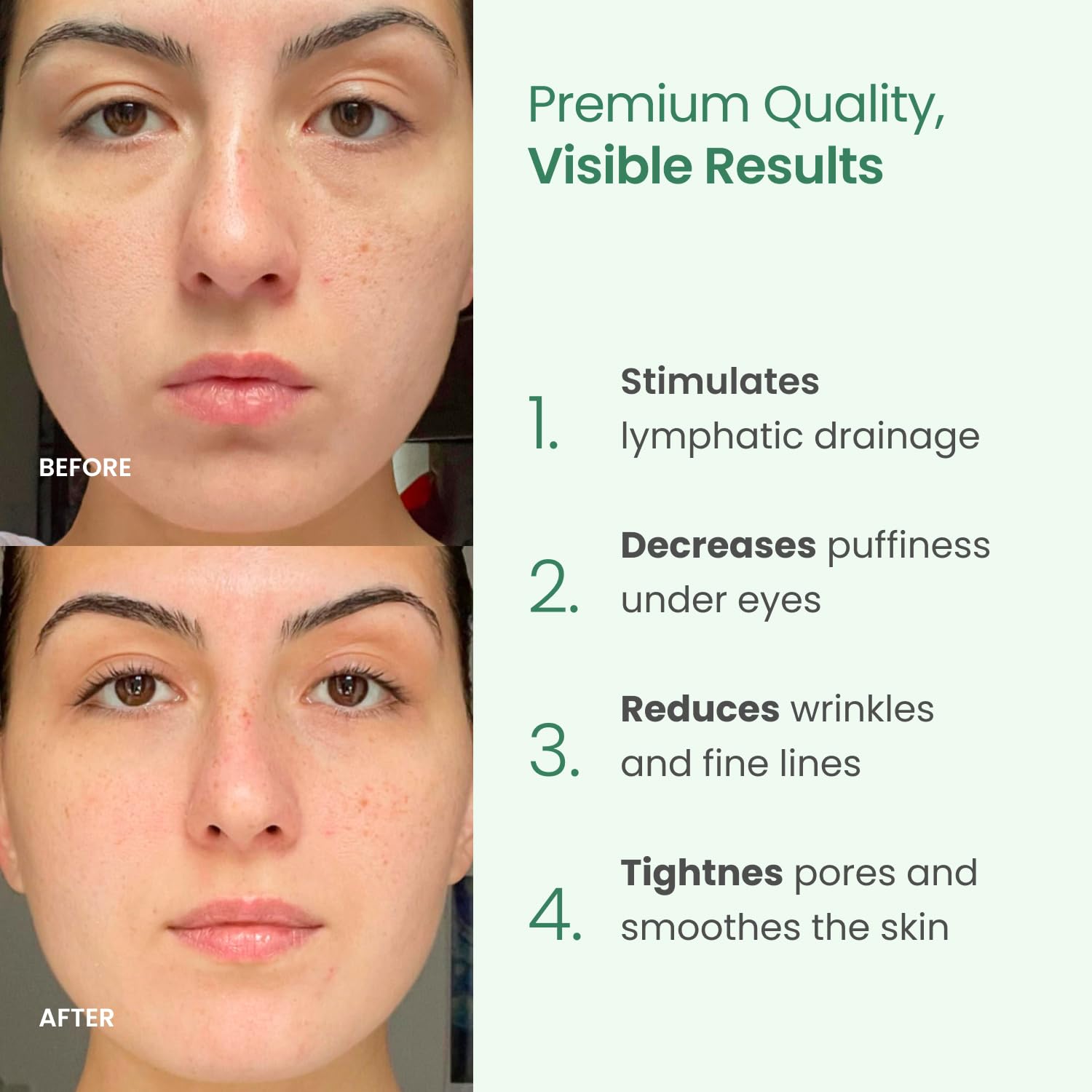 Plantifique Jade Roller close-up highlighting pore-refining action with gentle pressure.