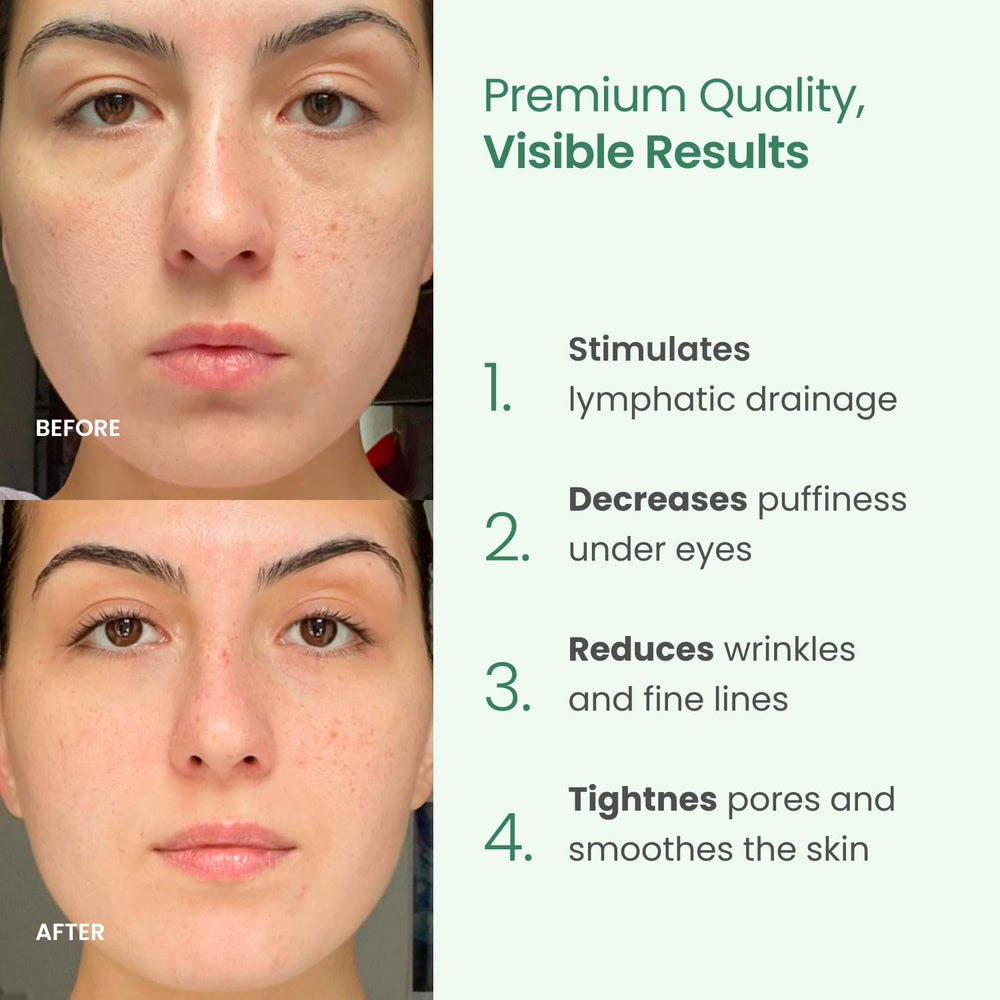 Plantifique Jade Roller close-up highlighting pore-refining action with gentle pressure.