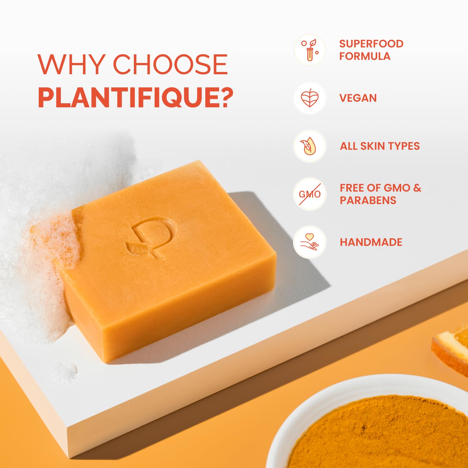 PLANTIFIQUE Kojic Acid Soap for face and body everyday cleansing.