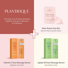 Plantifique Rose Quartz Gua Sha Tool jawline shaping in action for definition and lift potential.