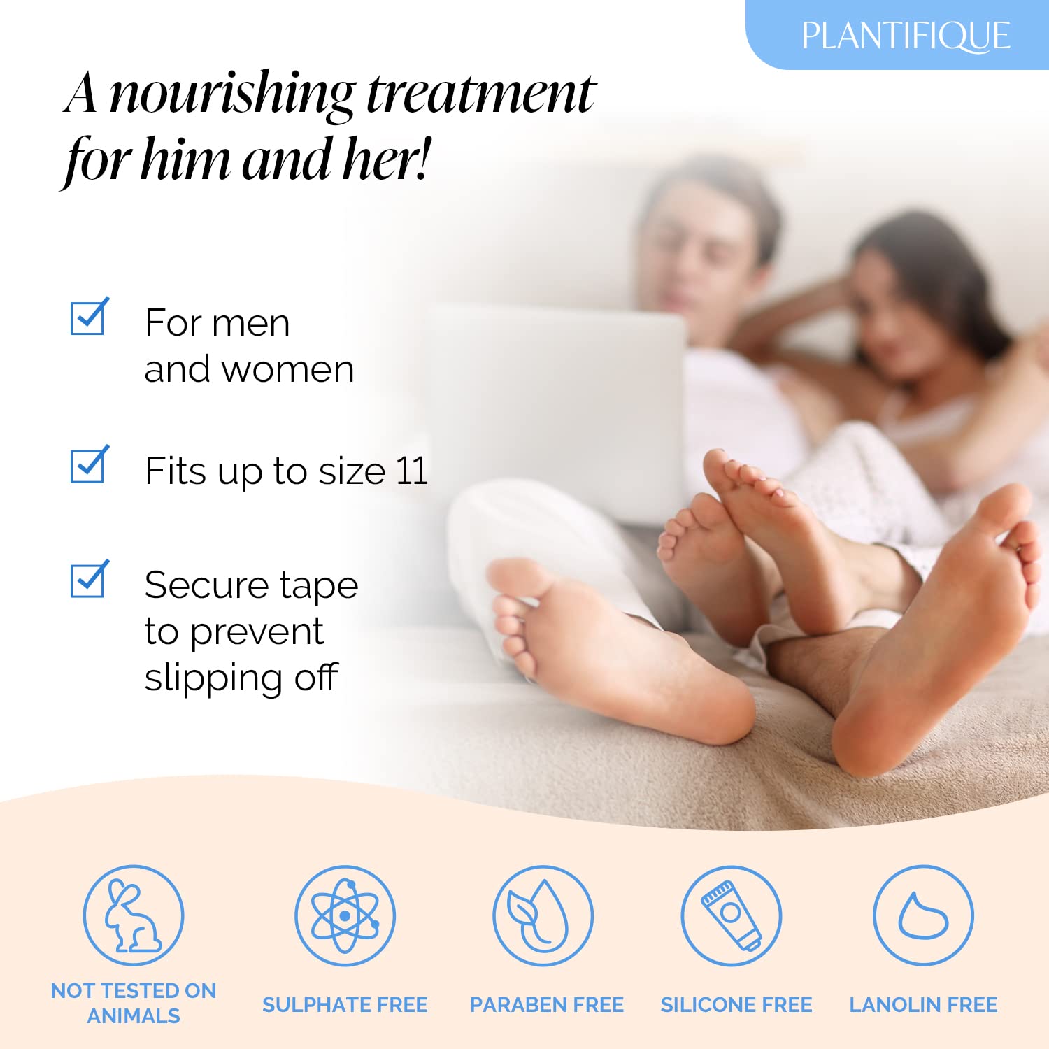 Plantifique universal-fit foot mask fits men and women.