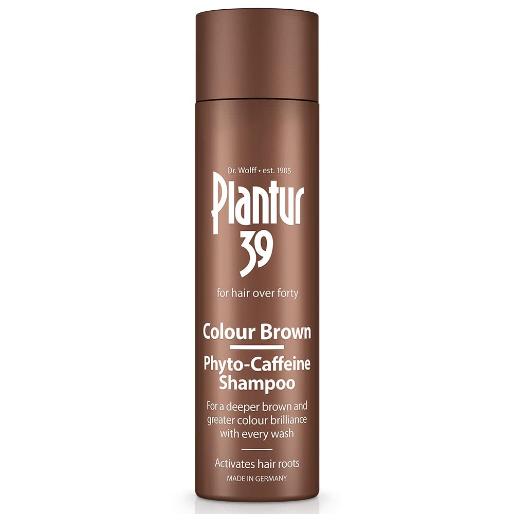 Plantur39 Color Brown shampoo packshot showing the bottle and design for color-care.