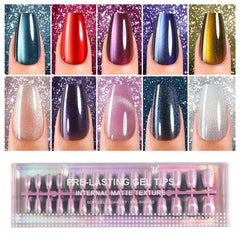 Plauva Cat Eye press on nails kit arrangement highlighting varied sizes for a quick, accurate fit.