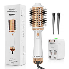 PLAVOGUE dual-voltage dryer brush front view for travel styling