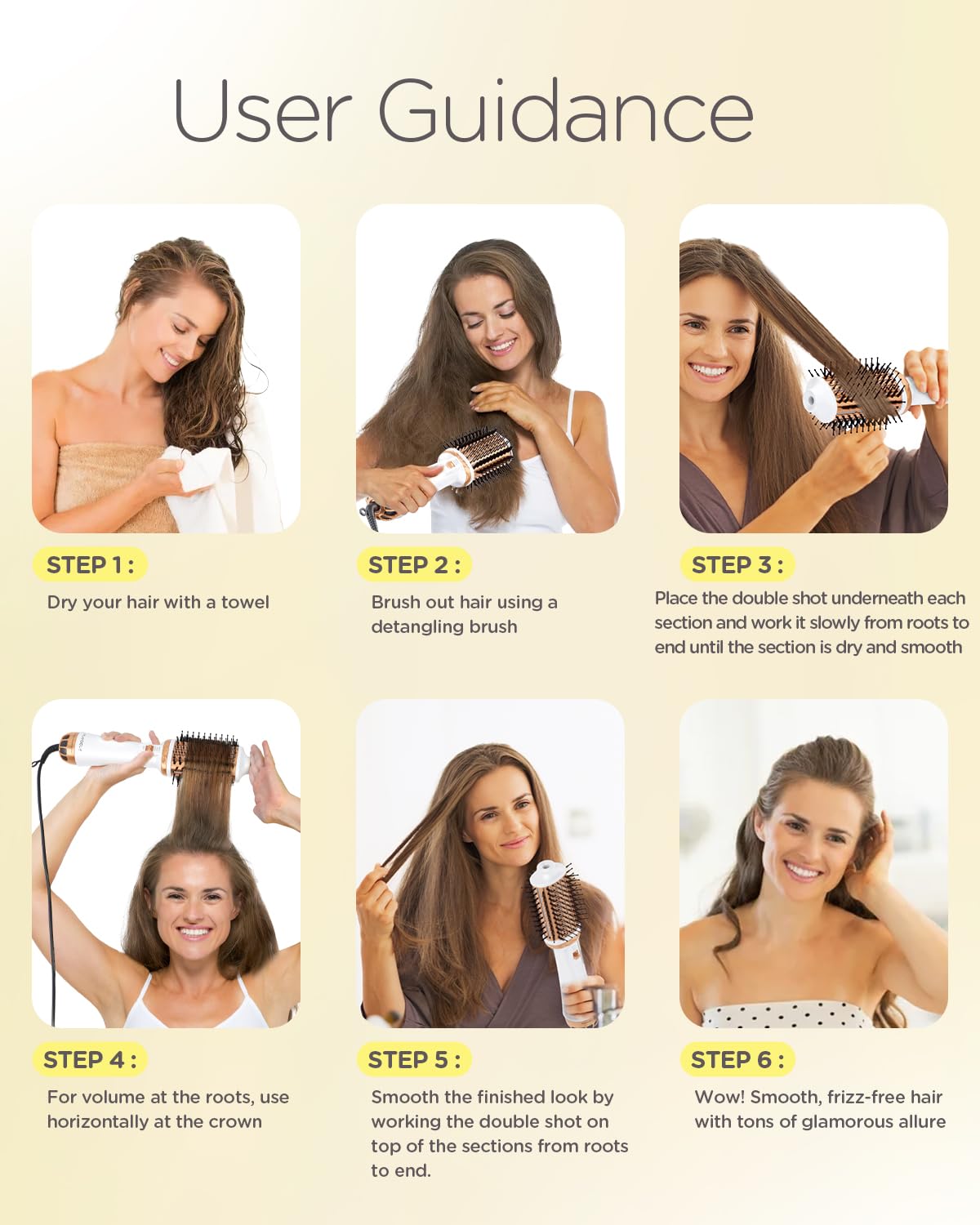 PLAVOGUE hair-drying session with brush demonstrating fast drying