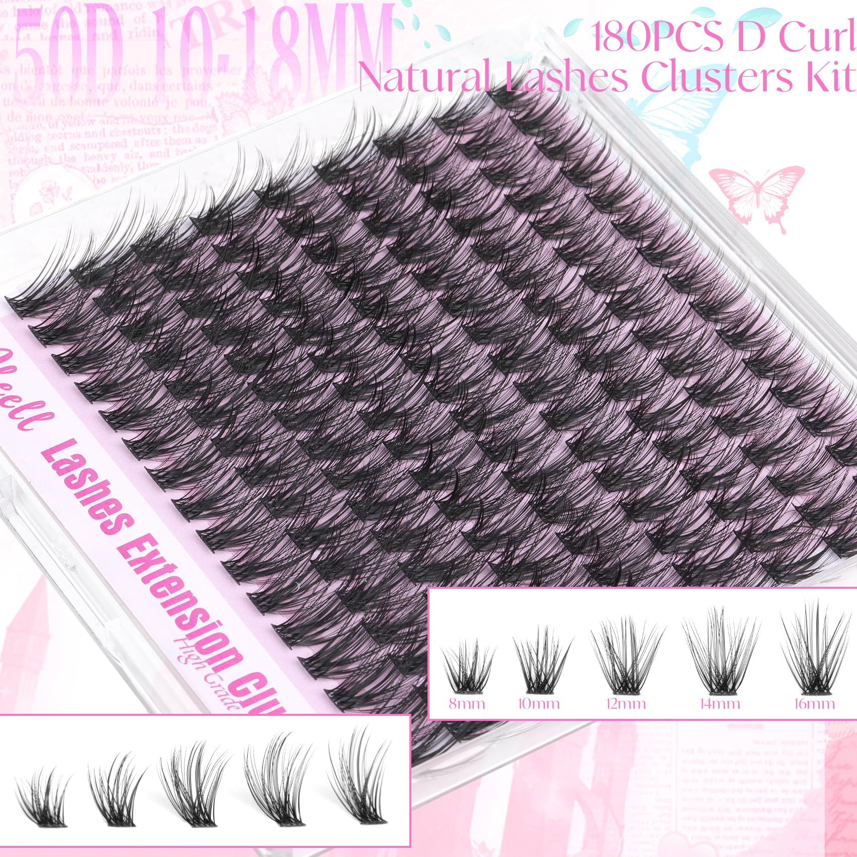 Pleell Fluff Lash Clusters Kit 6D volume for fuller lashes.