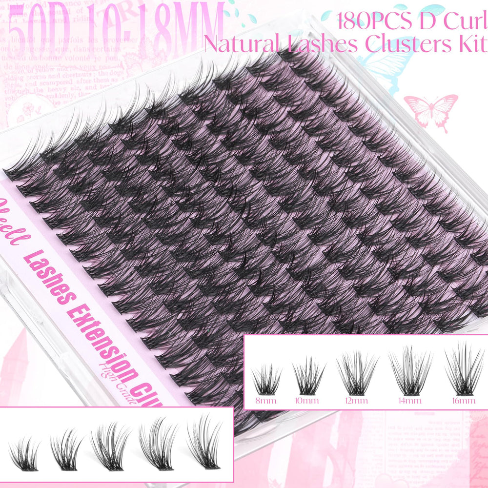 Pleell Fluff Lash Clusters Kit 6D volume for fuller lashes.