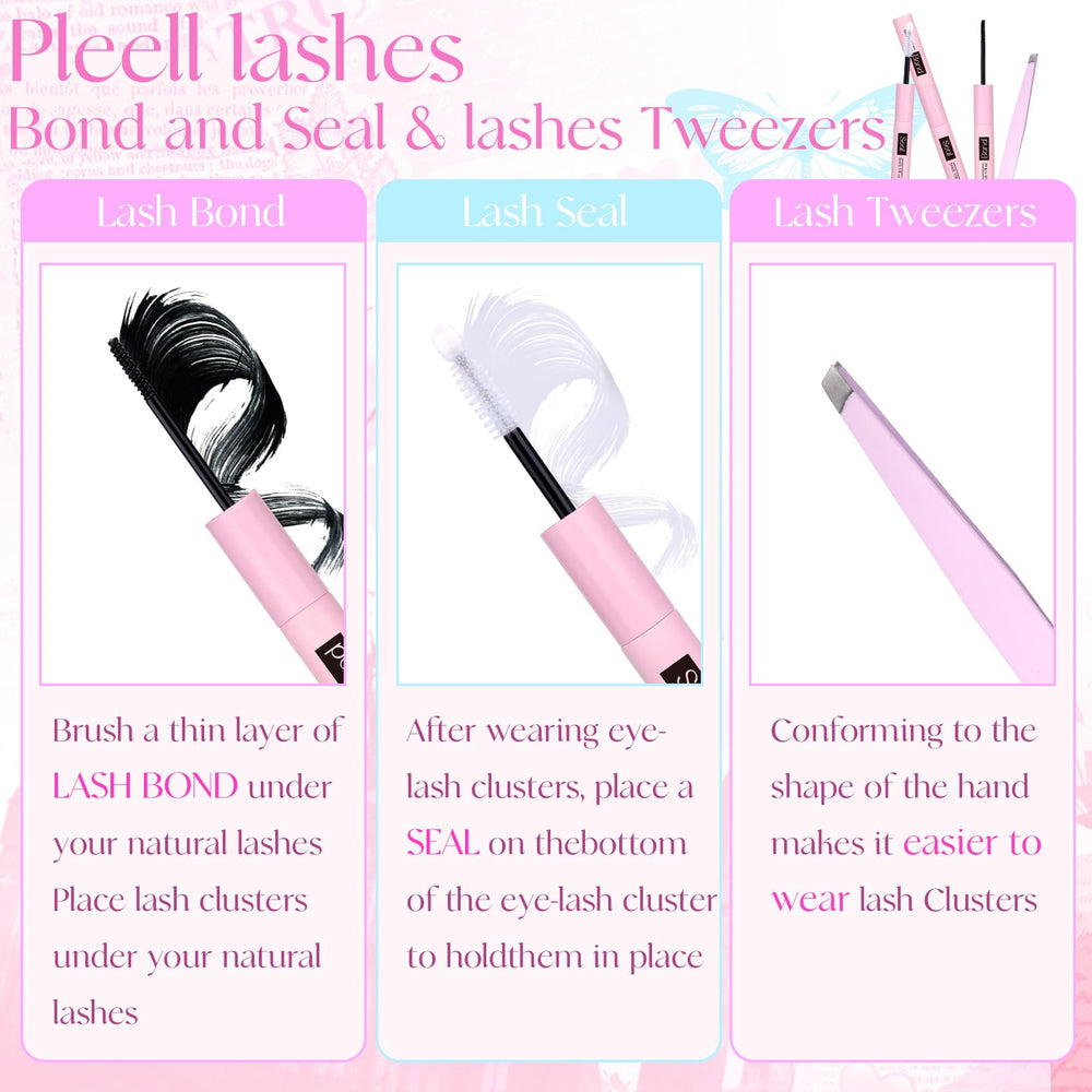 Pleell Fluff Lash Clusters Kit lash applicator for precise DIY application.