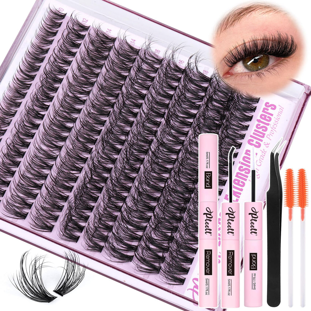 Pleell Fluff Lash Kit packaging presents a complete at-home lash solution for salon-quality results