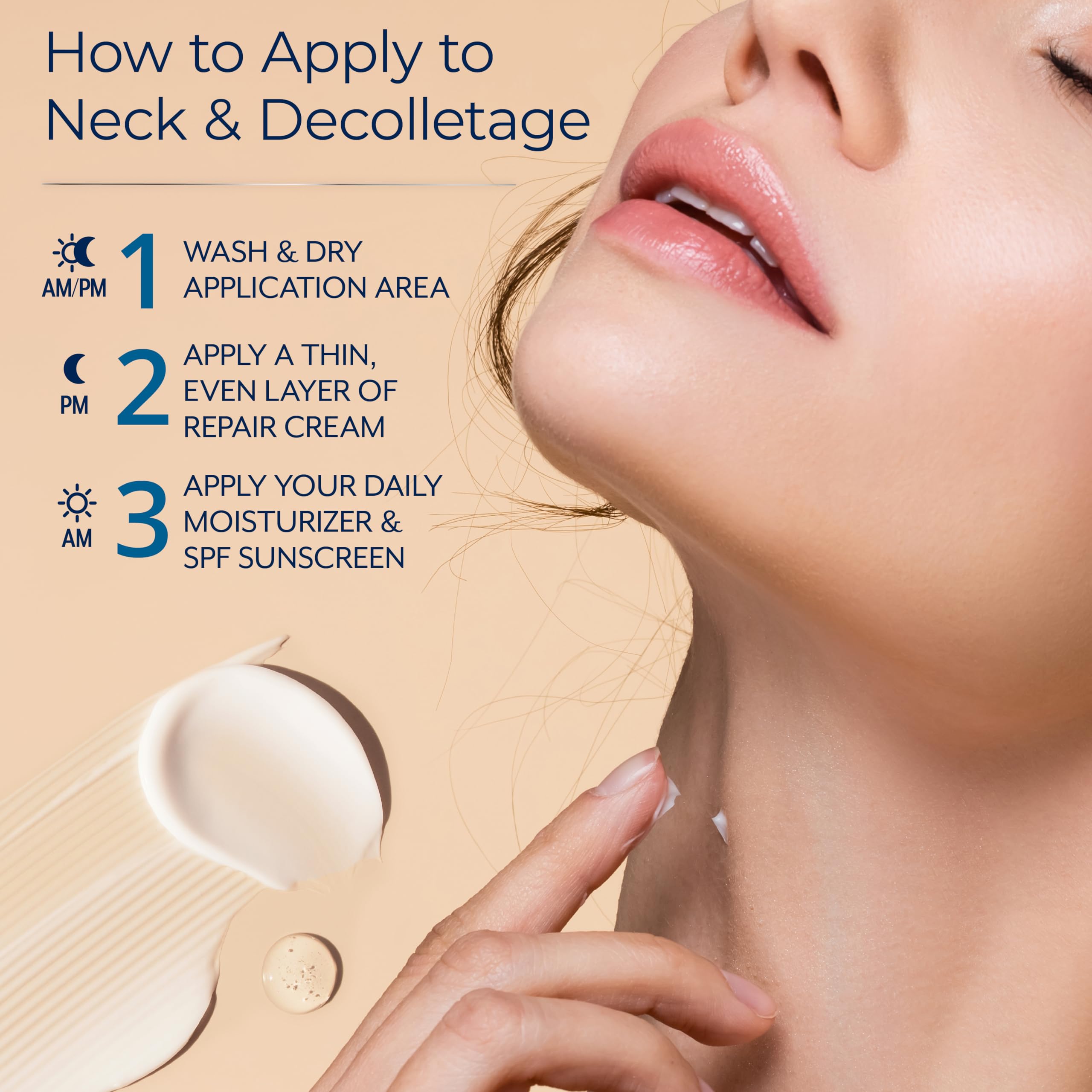 Plexaderm decolletage use demonstration for neck and décolletage care.