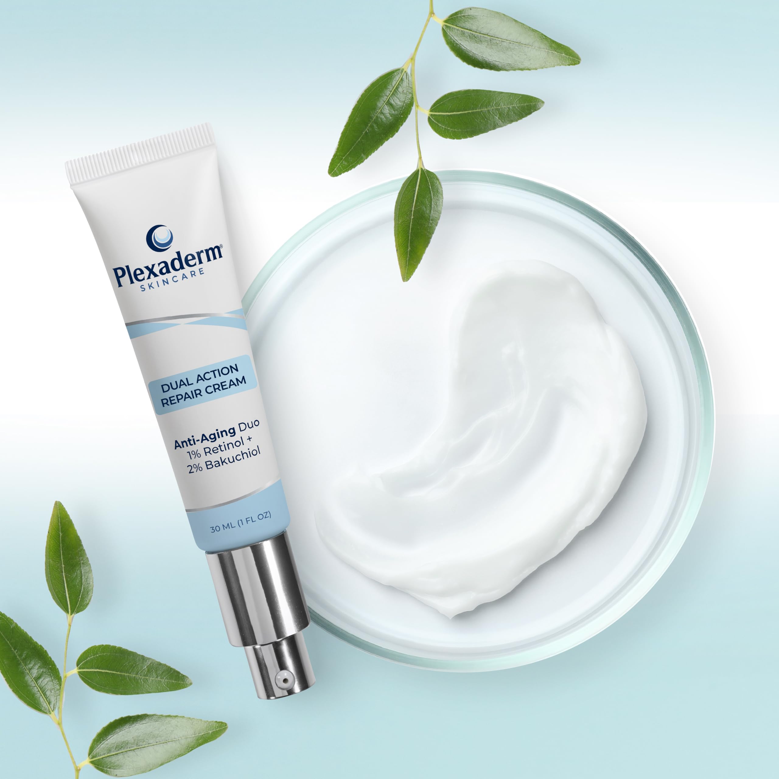 Plexaderm packaging emphasizes cruelty-free USA-made skincare.