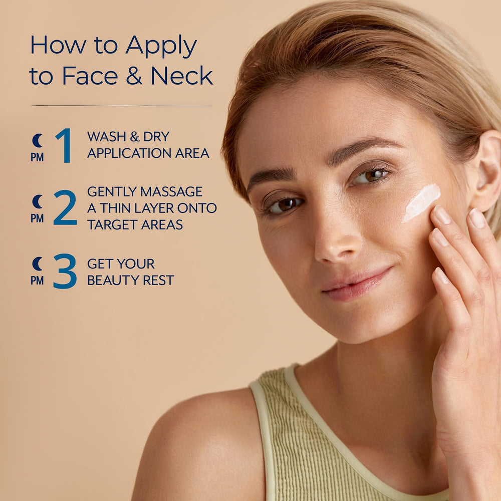 Plexaderm night-time collagen serum on night stand hints at a routine-driven beauty ritual.
