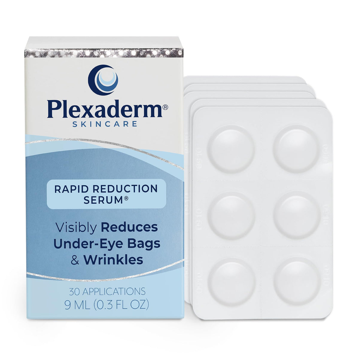 Plexaderm Rapid Reduction Eye Serum bottle close-up highlighting sleek packaging and quick-use convenience