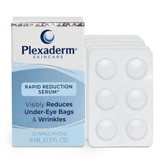 Plexaderm Rapid Reduction Eye Serum bottle close-up highlighting sleek packaging and quick-use convenience