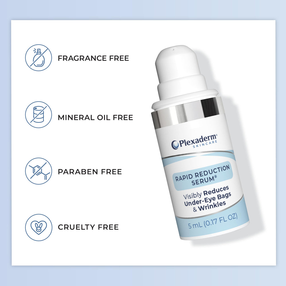 Plexaderm Rapid Reduction Eye Serum packaging designed for both men and women.