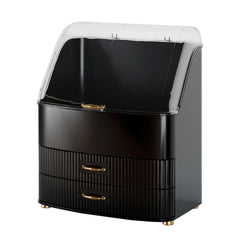 Plukers makeup organizer with transparent lid drawers for easy-view cosmetics storage.