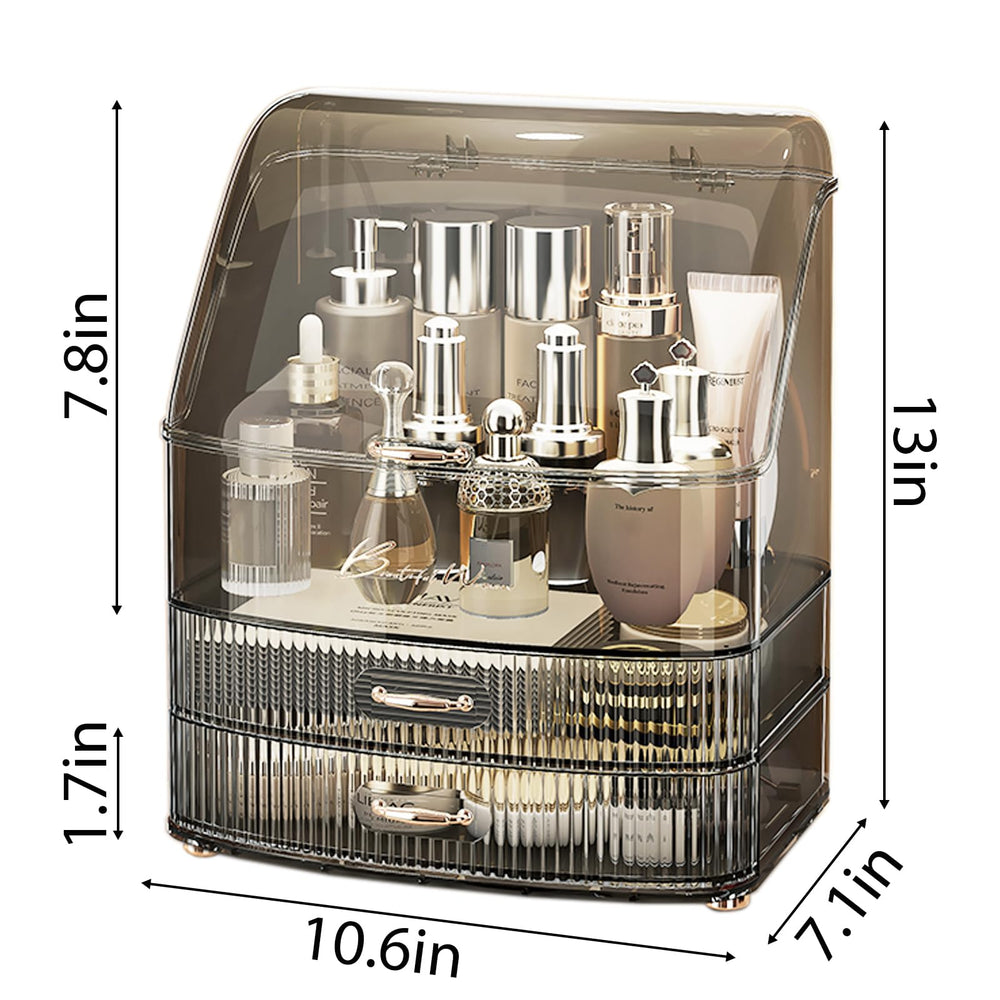 Plukers makeup organizer uses waterproof materials for humid bathroom use and easy cleaning.