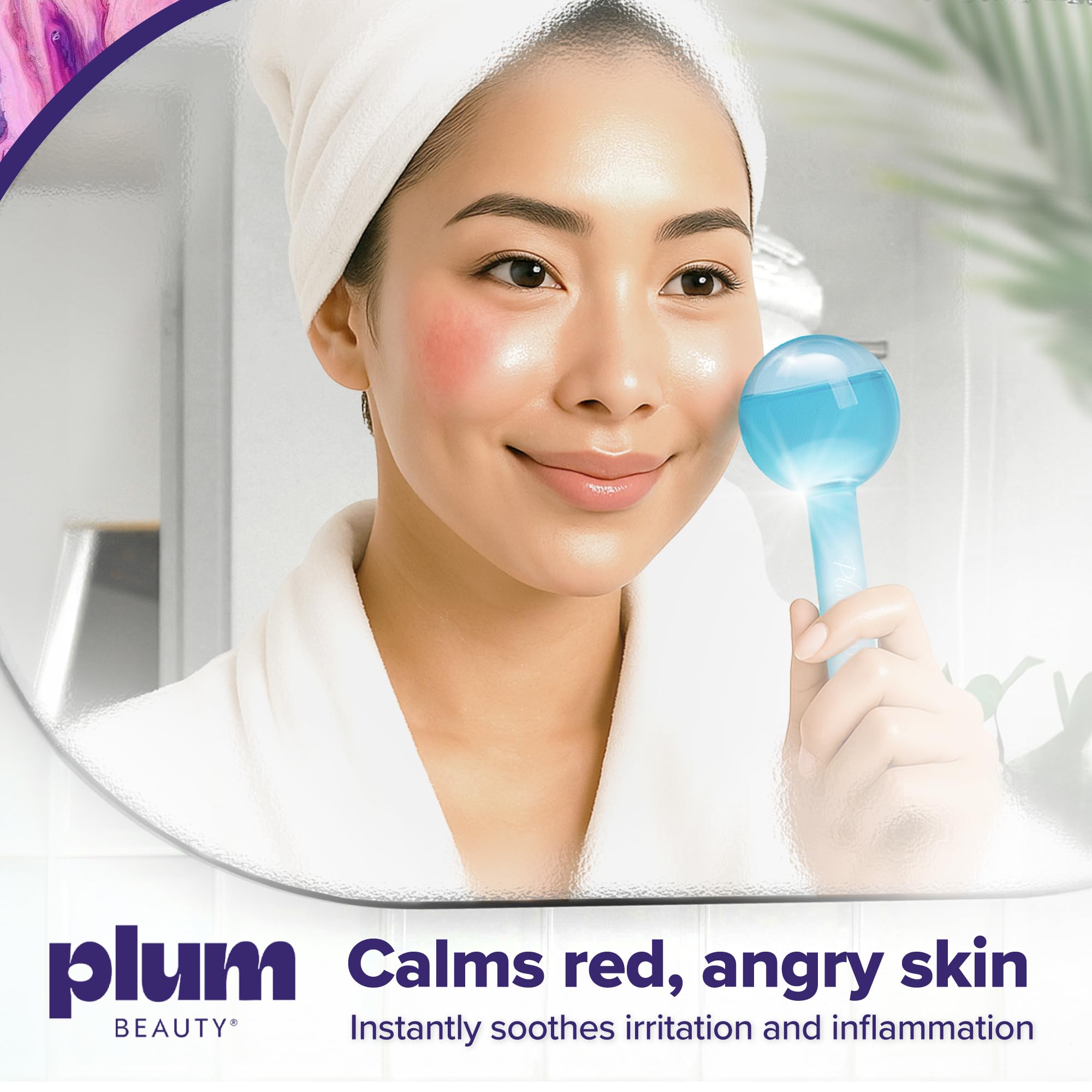 Plum Beauty cooling massage closeup shows ergonomic design for smooth glides