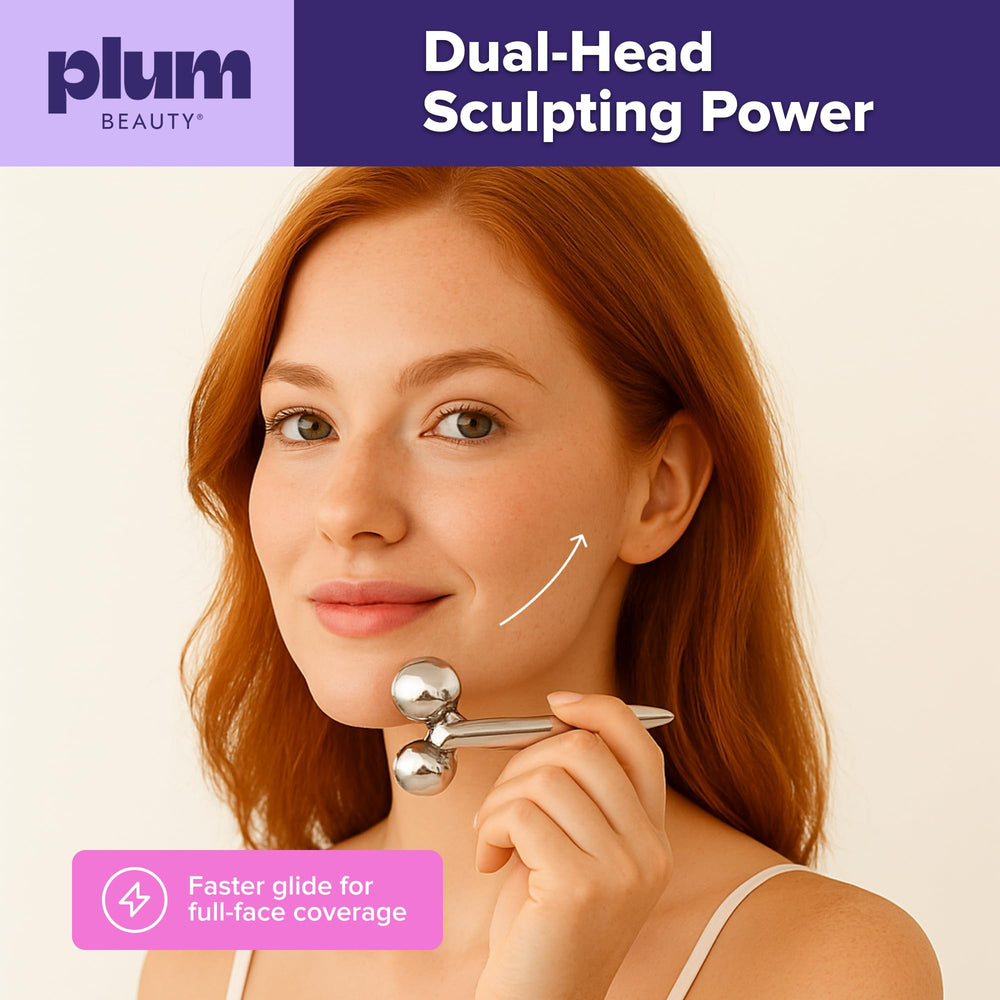 Plum Beauty Ergonomic Face Massager Handle offers comfortable grip during extended use.