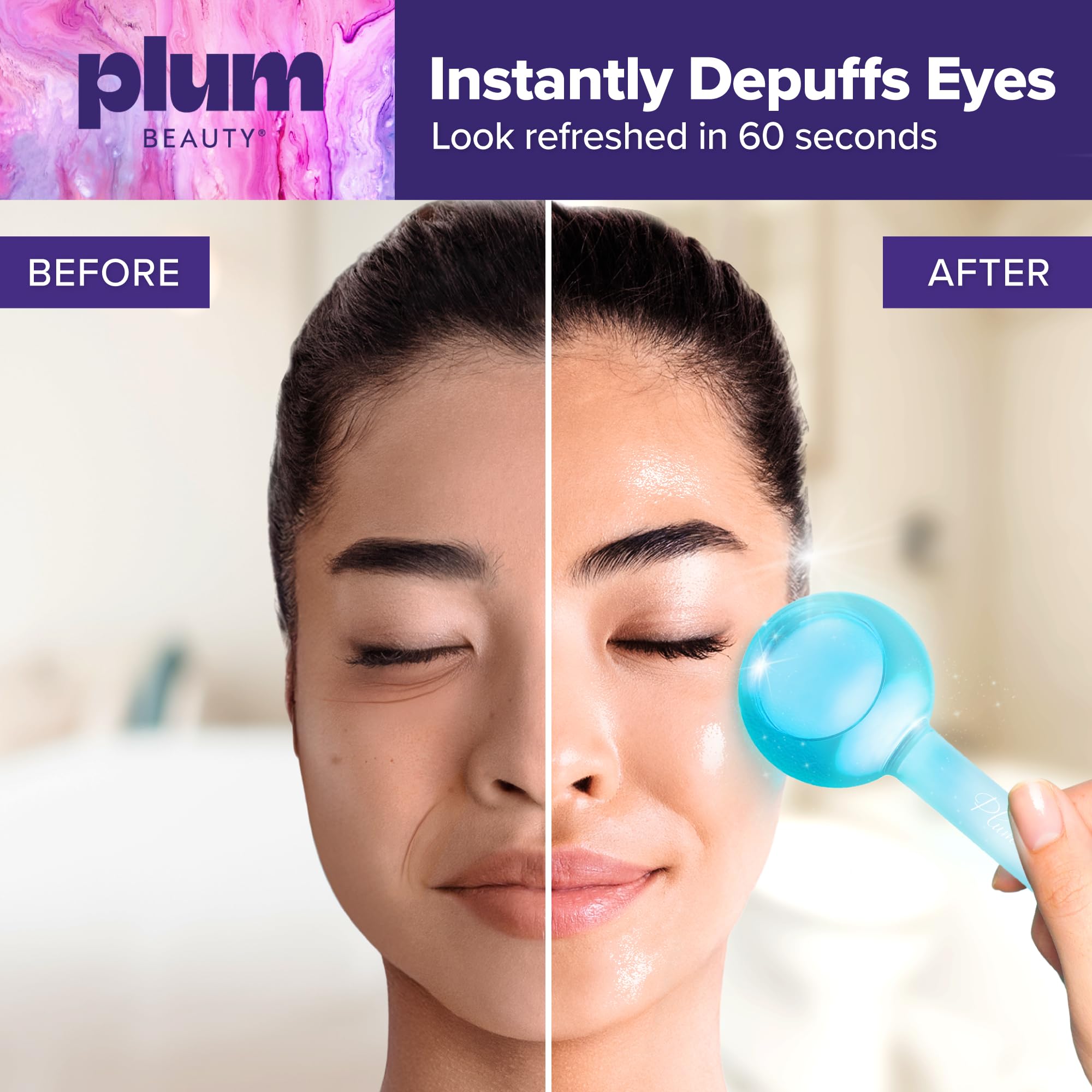 Plum Beauty ice globes on face deliver refreshing cooling massage for skin
